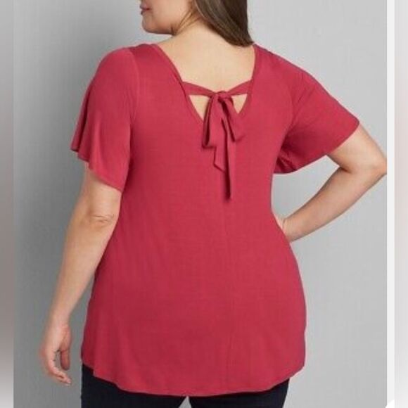 Lane Bryant - Flutter-Sleeve Tie-Back Swing Top - Picture 3 of 5